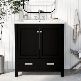 Black Single 30 Inch Vanities You'll Love | Wayfair